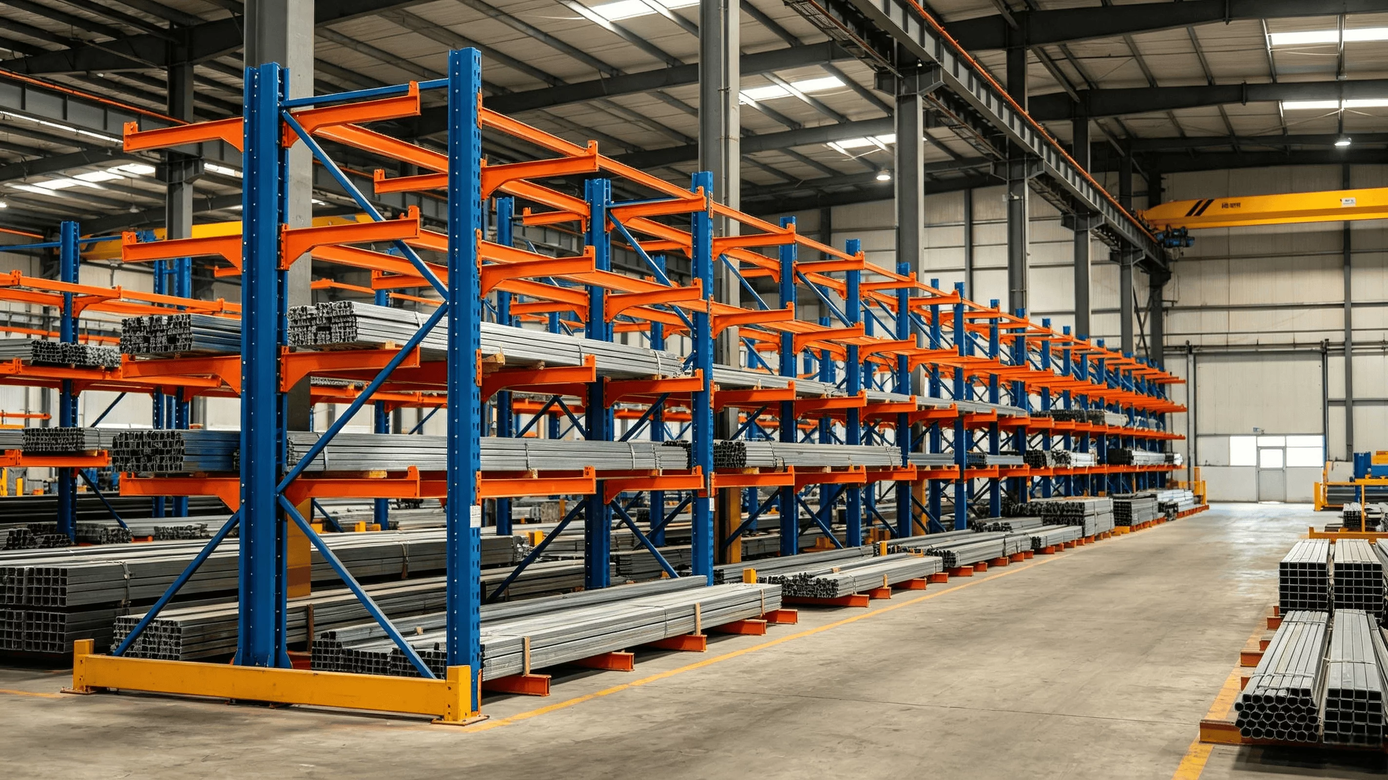 悬臂式货架适合放哪些货物？管材、型材、长条物料仓库这样选